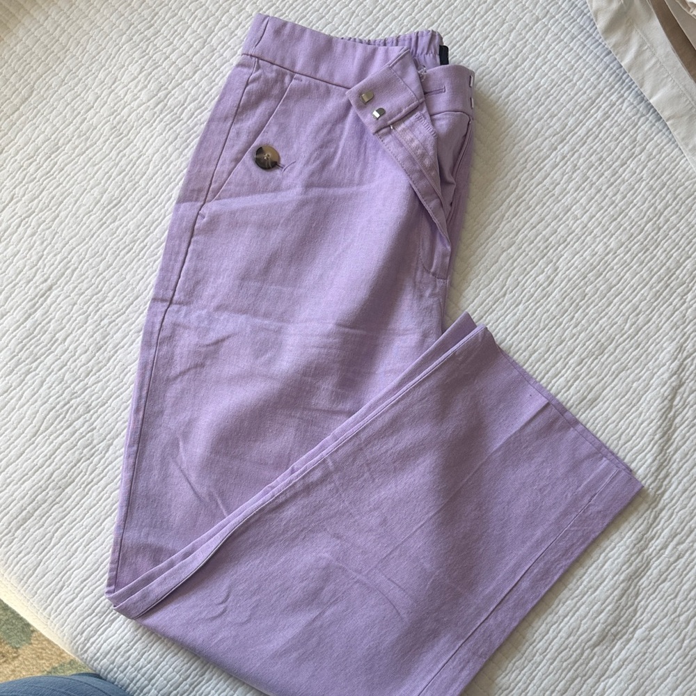 Women’s Lilac Straight-Leg Linen Pants